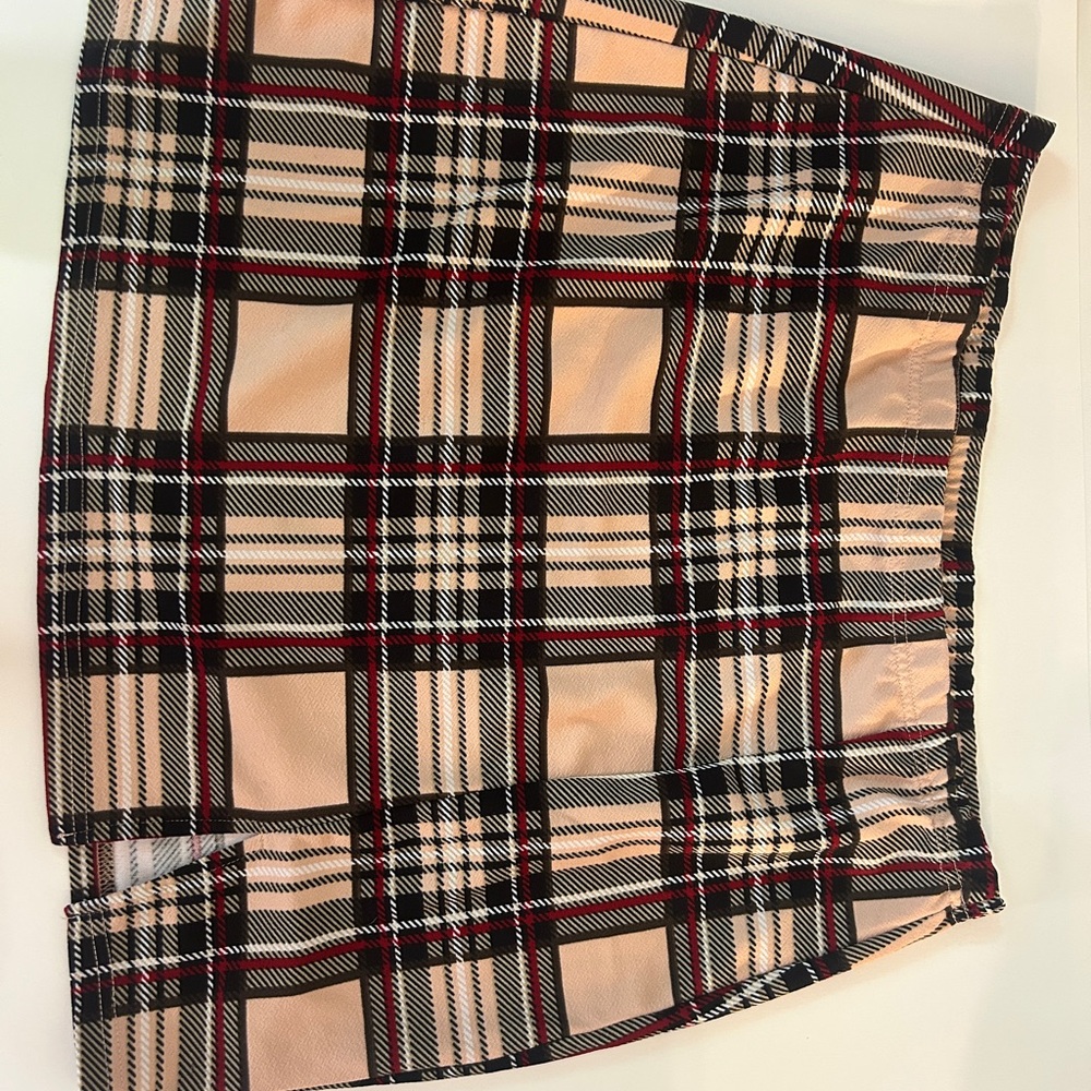 SHEIN Tan and Black Pencil Mini Skirt for Work
